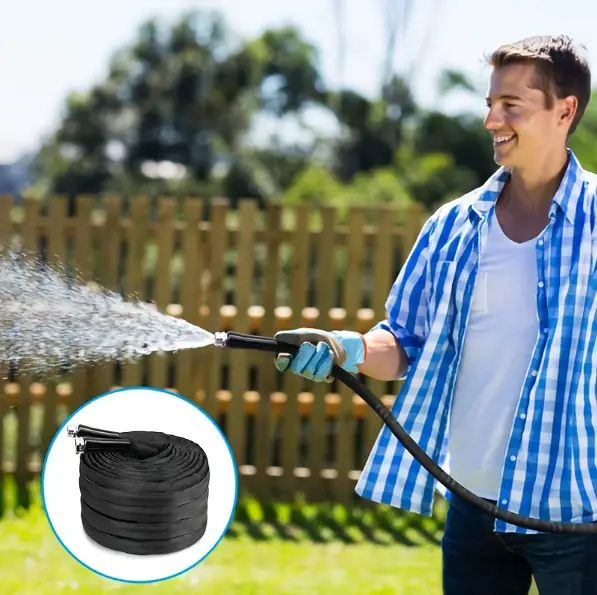 100ft 50ft non expandable garden hose innovative anti kink technology kink free flexible water hose with 10 pattern spray nozzle 3 4 brass connectors leak proof non hose covering fabric for lawn yard car washing and outdoor use Product details 1