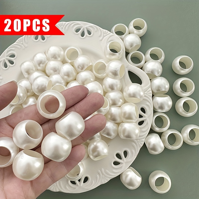 20pcs/16mm*22mm Large Hole Abs Straight Hole Pearlescent Effect Beads, Large Through Hole For Thick Elastic Bands And Thick Threads, Diy Beading Cord With Handmade Accessories