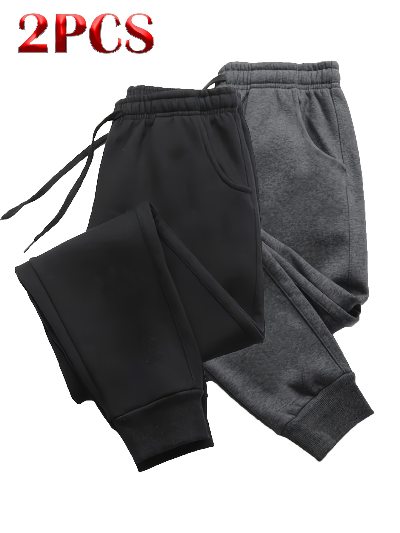 2pcs mens casual breathable pants joggers solid   with drawstring and belt loops for outdoor activities