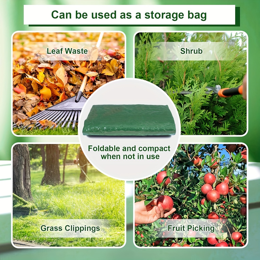 (2 Packs) 34-Gallon Compost Bin Bags with Skylight, Zipper Cover, And Handles, Reusable Yard Waste Bags, Outdoor Compost Bins