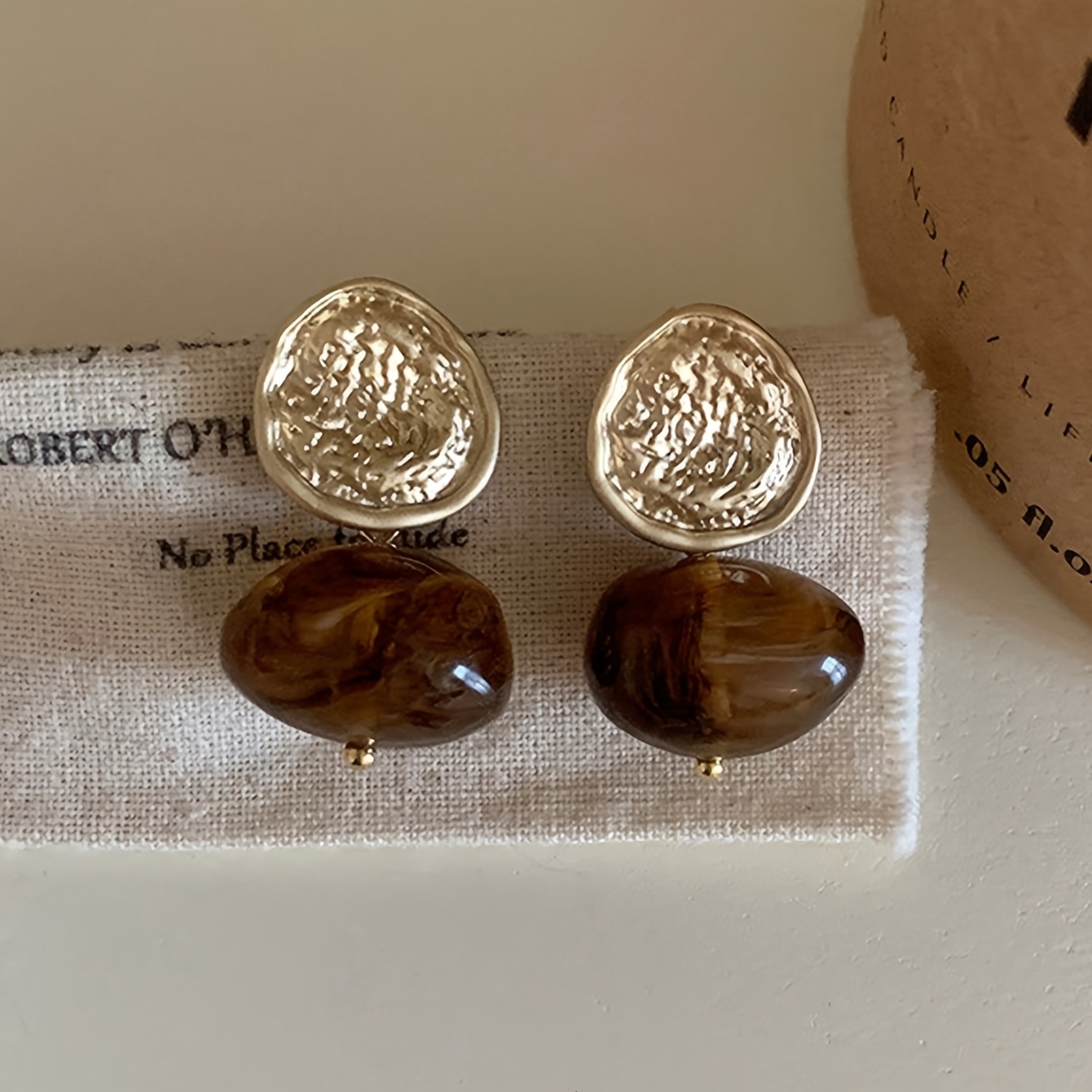 TEMU 1 Par de Pendientes Colgantes Irregulares Geométricos de Resina Artificial Estilo Old Money para Uso Diario y Fiestas de Mujer