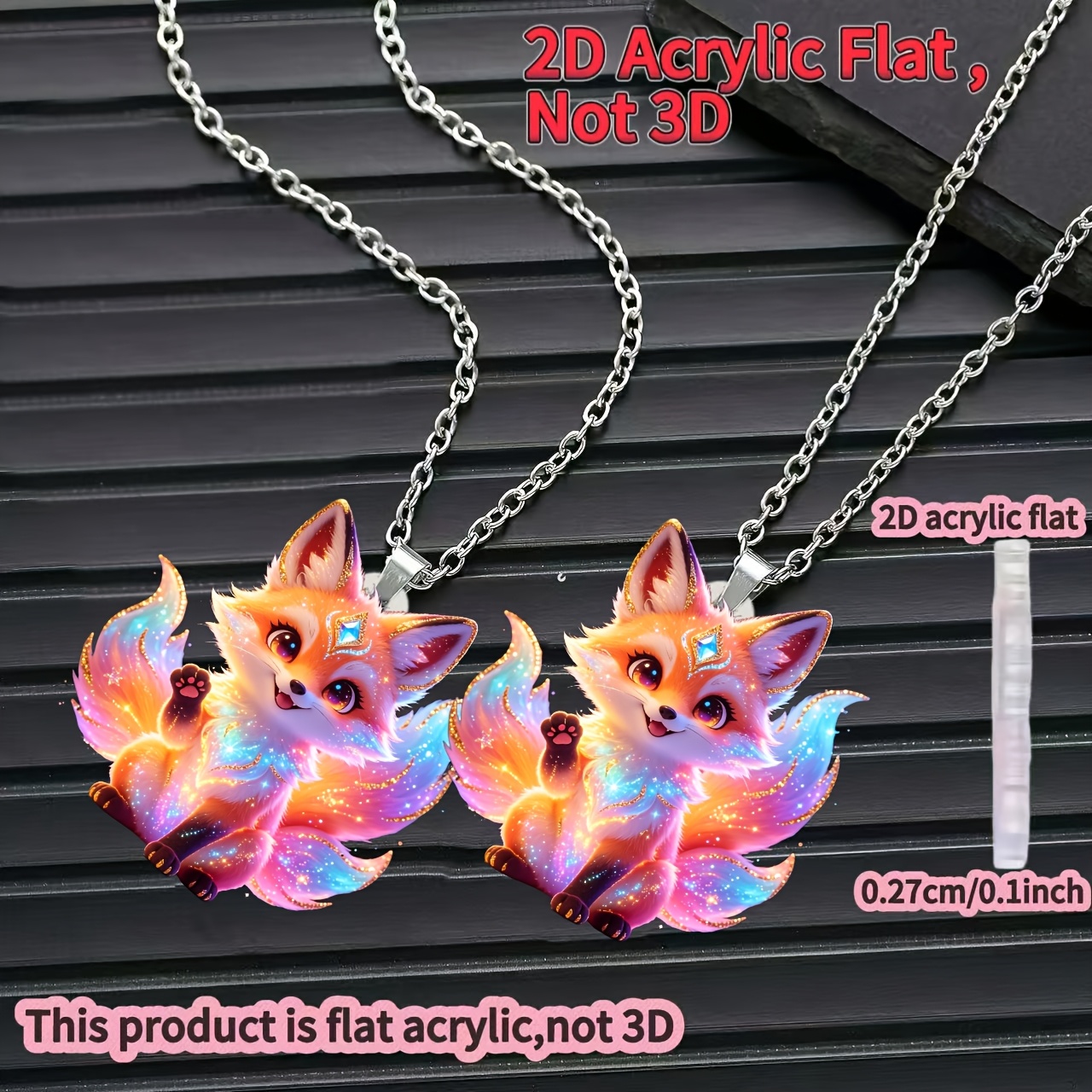 Cute Fox Pattern Pendant Necklace, Unisex Gift