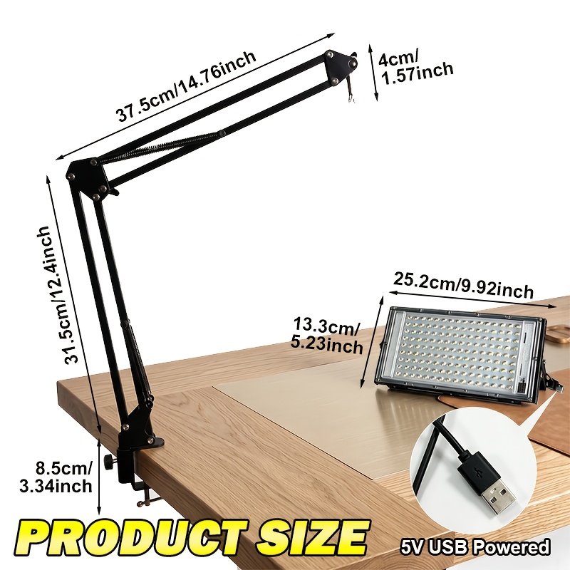 TEMU 144 Led White Light, With Mechanical Arm Large Stand, 6000k High Power And High Brightness, Adjustable Height And Angle, Design With Switch 5m