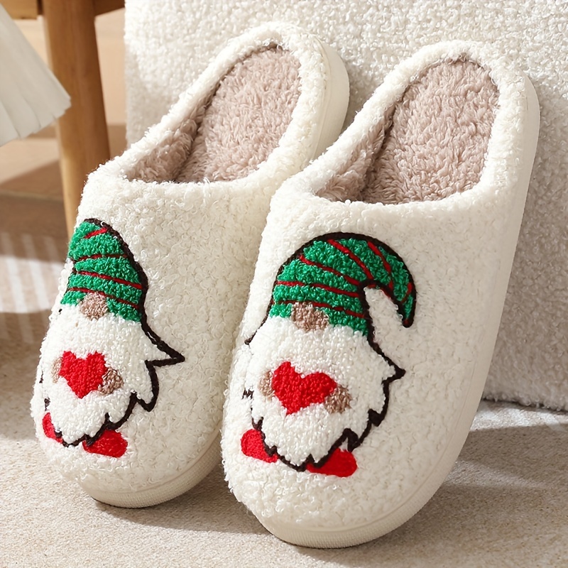 

Elegant Cartoon Gnome Slippers For Women - Winter Warmth, Non-slip Fabric Insole, Tpr Sole, Hand Washable, All-season Indoor Footwear