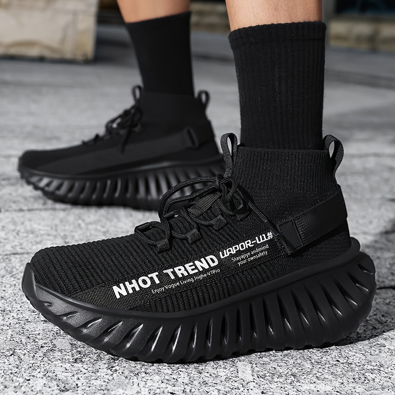 Men's Fashion Mid-Top Shoes, Men's Casual Sneakers, Breathable Mesh, Lightweight and Shock-Absorbing, Wide Elastic Band Design for a Snug Fit