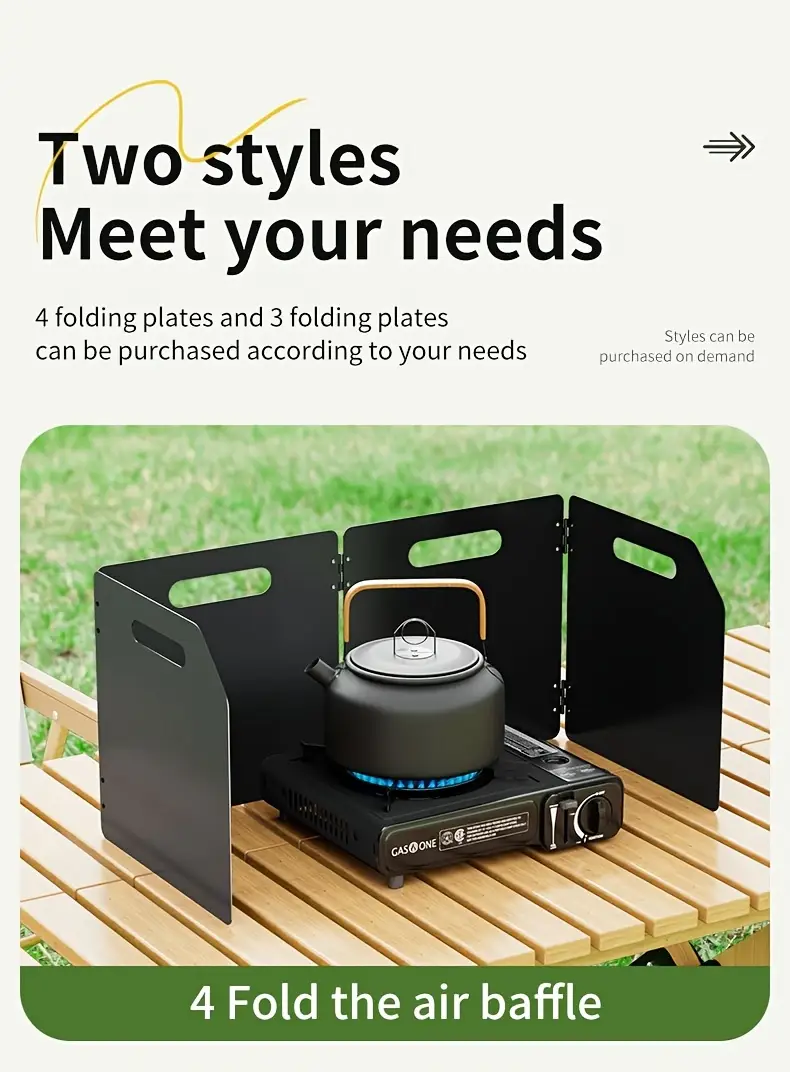 portable folding camping stove windshield 4 sided rectangle metal wind protection powder coated lightweight easy to carry with storage bag outdoor cookware Product details 3