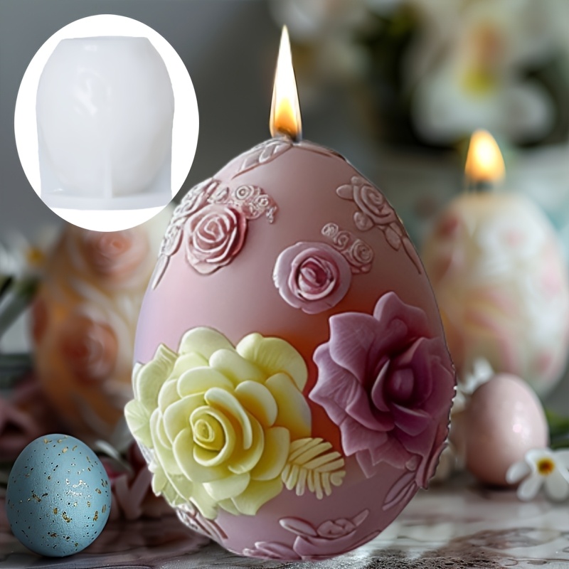 

1pc Silicone Egg-shaped Mold For Resin Casting - Peony, Rose & Flower Designs - Easter Candles, Concrete, Cement & Gypsum Crafts - & Reusable, Silicone Resin Molds