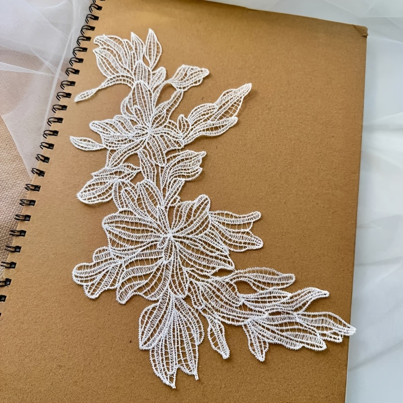TEMU Large Embroidered Patch Sticker, Black And White, Suitable For Clothing, Curtains, Handmade, Wedding Dresses And Bridal Headwear