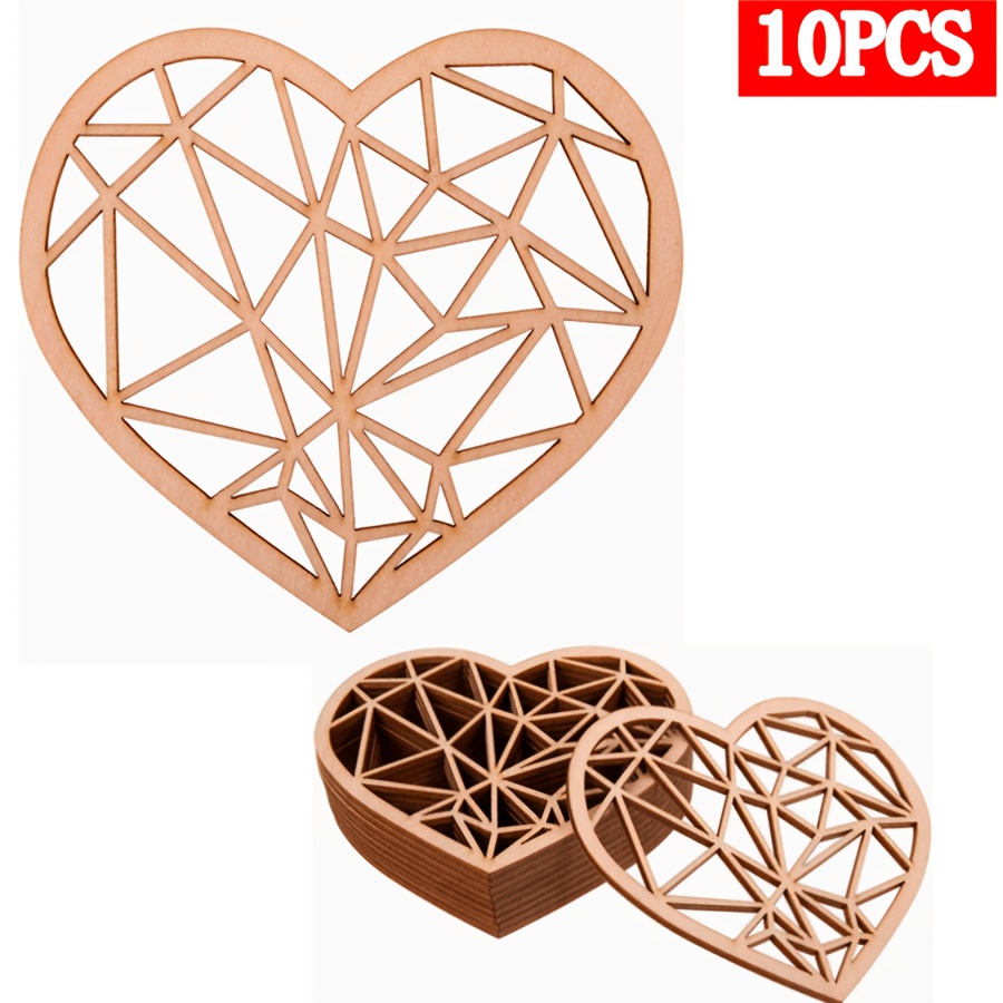 TEMU 10 sous-verres en bois creux de cœur mesurant 4,33 x 3,94 pouces, très appropriés pour poser du café, du thé et autres boissons, articles de