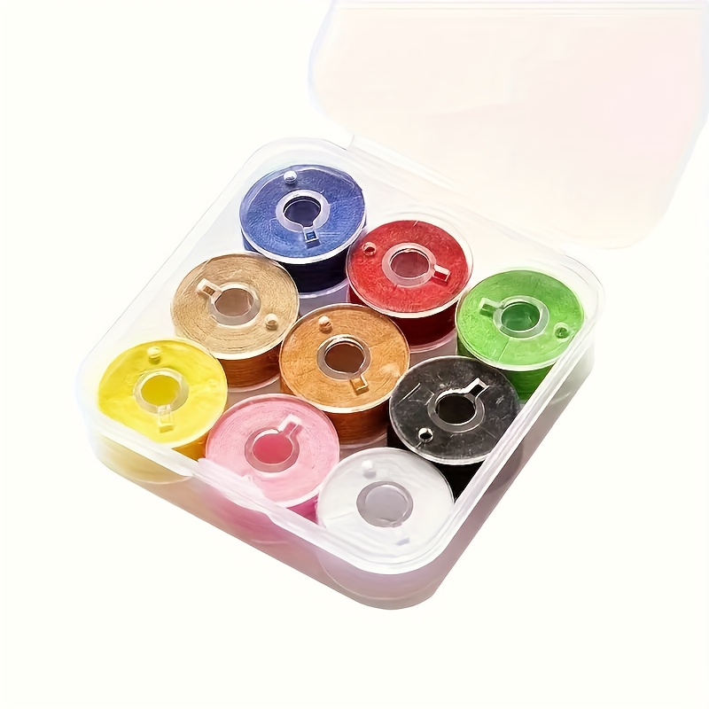 Image of 9-color Polyester Spool Set With Storage Box – Suitable For Sewing And Embroidery Machines, Reusable Spools