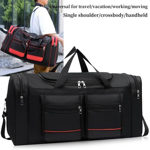 mens large handbag tote bag 1pc nylon cloth color block practical large capacity hand travel bag unisex multi functional shoulder body luggage bag outdoor travel storage bag commuting moving clothing bag bag