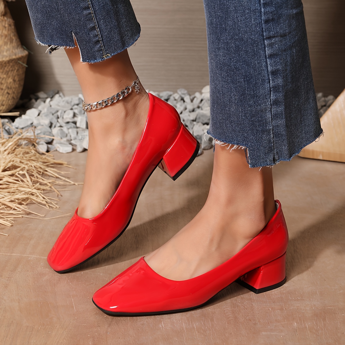 

Women's Sexy Solid Toe Mary-jane Pumps - Mid Heel Chunky Heels, Lightweight, , Materials, , Comfortable Shoes