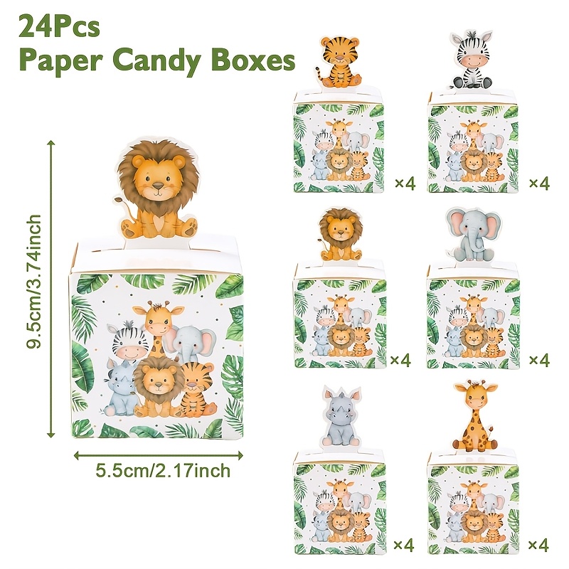E-shop Geschenk für Sie/Ihn 24 Stück, für Dschungeltiere Süßigkeitenboxen, Papier Waldblatt für Dschungeltiere Party Süßigkeitenboxen Goodie Boxen