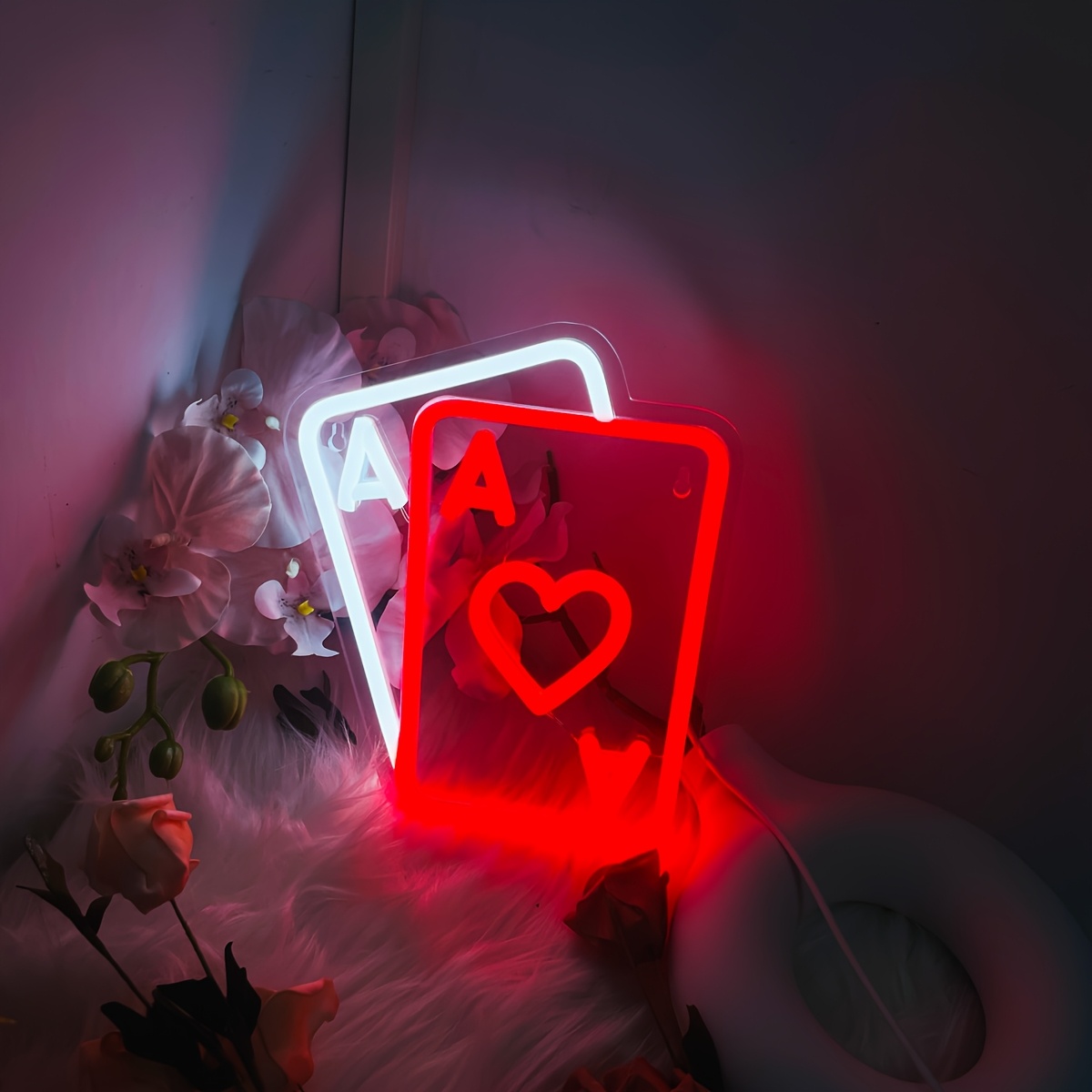 Image of Liuyang Cards Neon Signs For Wall Decor, Led Neon Lights For Bedroom, Bar, Hotel, Man Cave, Game Room, Birthday Party Decoration. Perfect Gifts For Friend .