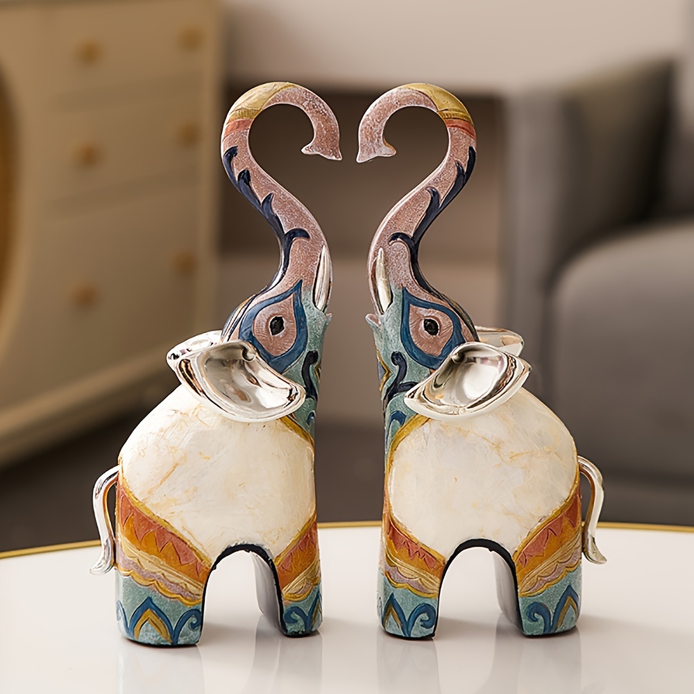  Un par de figuras decorativas de resina para decoración del  hogar europea, creativas de boda, animales, figuras de decoración del  hogar, color blanco : Hogar y Cocina