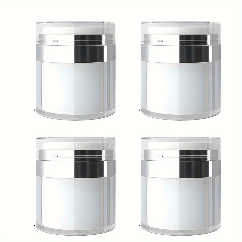TEMU 4pcs Paba-free Plastic Airless Pump Bottles, Leakproof Acrylic Vacuum Press Containers For Face Creams, Lotions, Serums - Refillable Cosmetic
