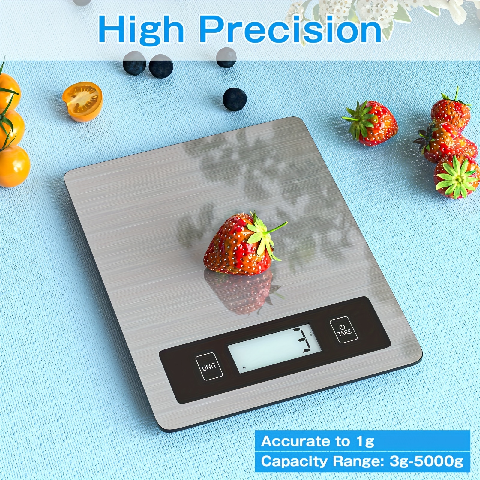 [High-Precision Digital Scale] 11Lb/5kg Digital Kitchen Scale - High-Precision Stainless Steel Platform with Dual Power, Large Display for Ounces, Grams & More - Perfect for Cooking, Baking & Meal Prep