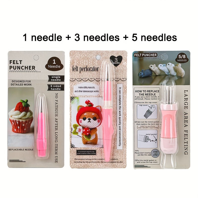 TEMU 3pcs Felting Needle Tool With 1+3+5 Needles, Wool Needle Felting Accessories For Diy Making Felt Patterns