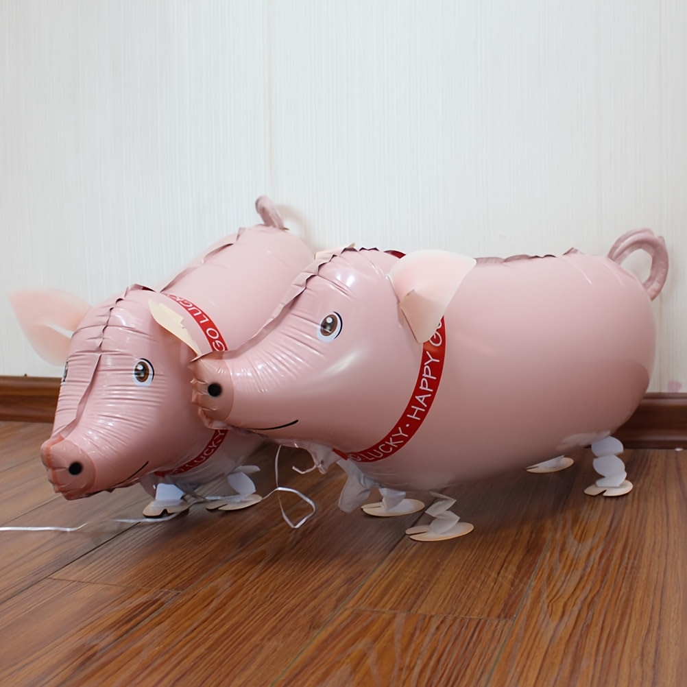 Image of Animal Balloons With Raffia Grass Inflatable Walking Piggy Balloons For Farm Themed Party Supplies Pig Theme Birthday Decorations Adopt A Pig Party