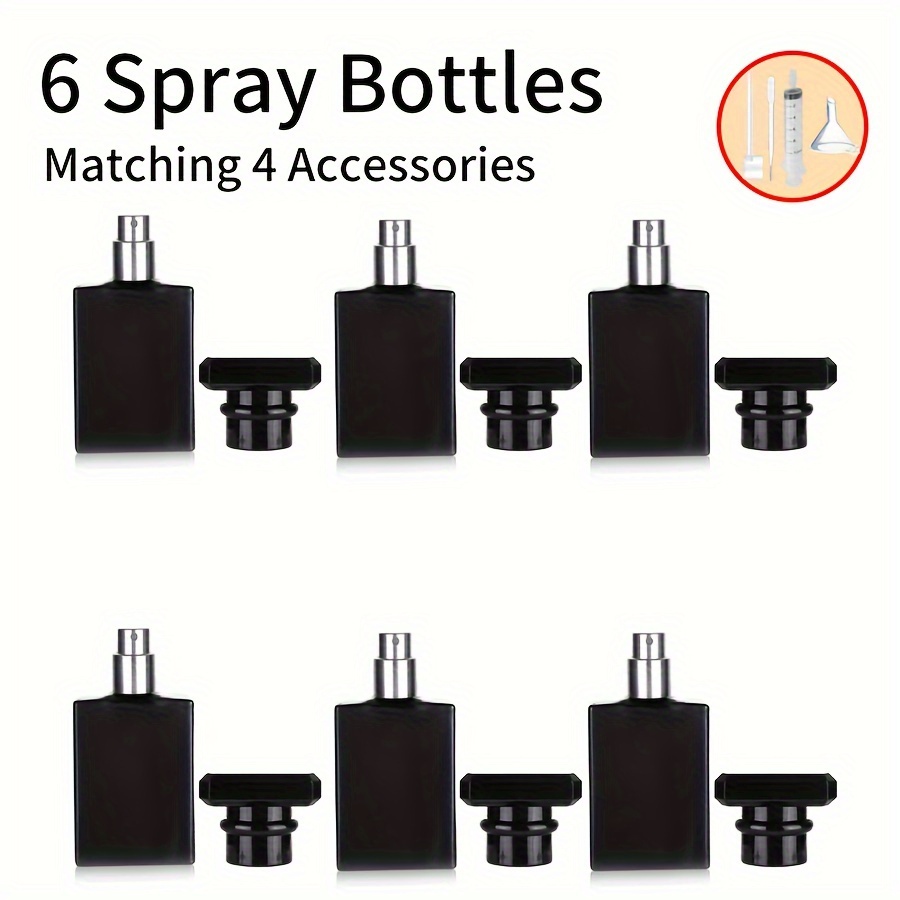 

10pcs/set 1oz (30ml) 6 Refillable Glass Perfume Spray Bottles With Atomizer, Portable, With 4 Complimentary Perfume Dispensers: Syringe, Transferer, Dropper, And Funnel