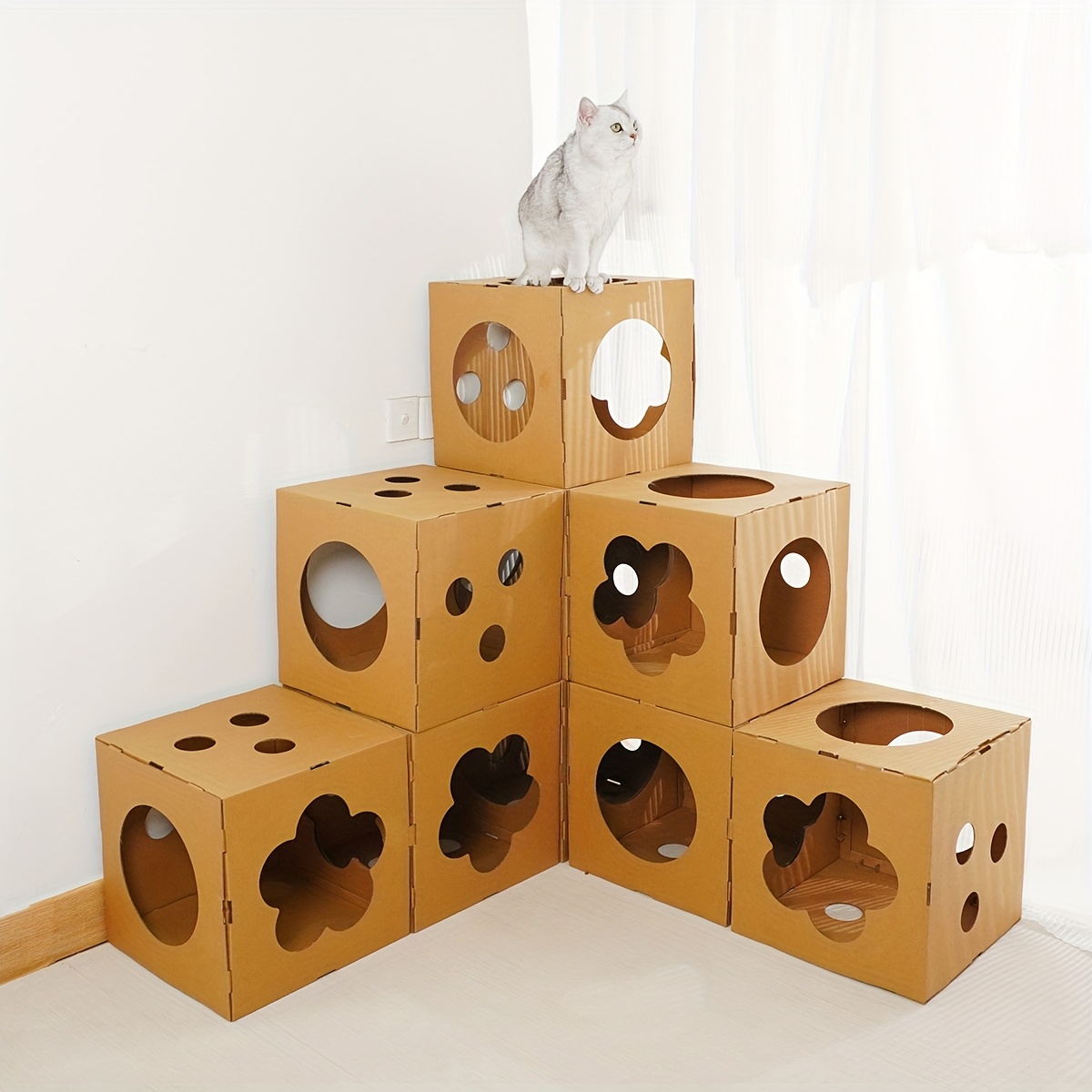 Making Cat House Cardboard Box Cardboard Box Cat Play House Cat