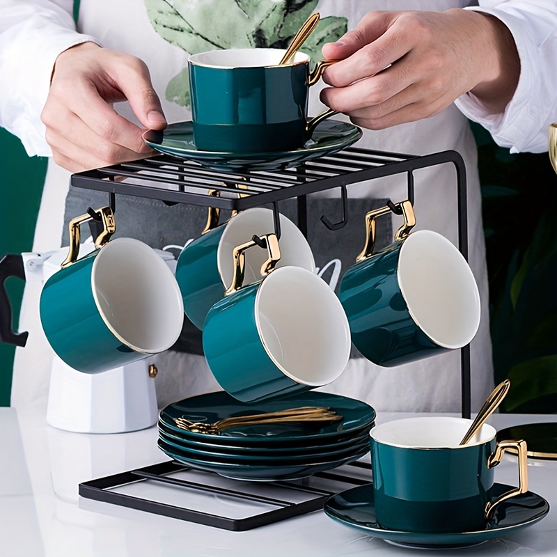 cup saucer spoon ceramic coffee mug plate set cups