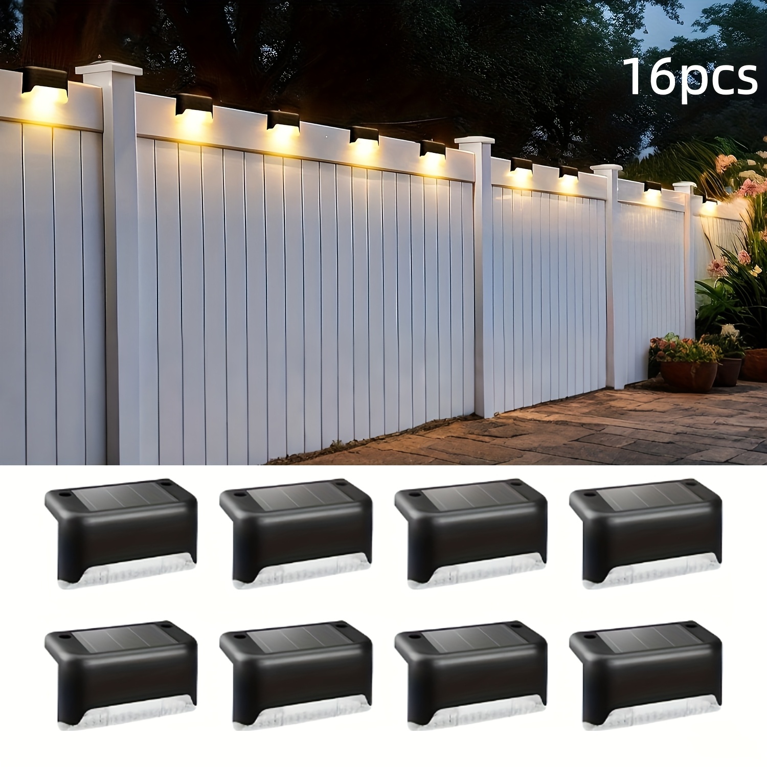 TEMU 16pcs Solar Lights, Deck Lights, Warm/white Embedded Installation, Suitable For Landscape Lighting And Guide Lights In Courtyards, , Stairs, ,