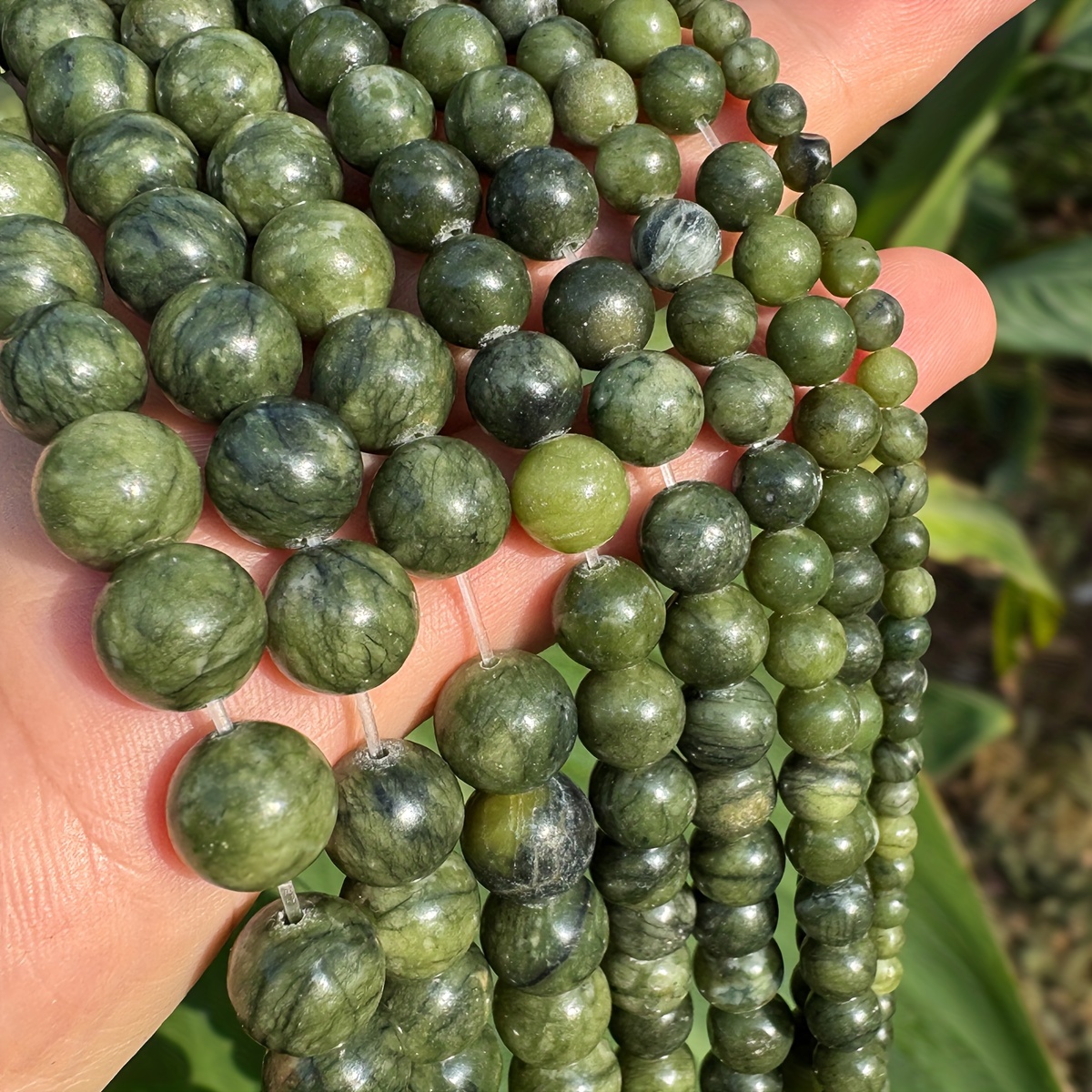 TEMU Natural South Stone Green Round Beads For Diy Bracelet, Necklace, Earring Jewelry Making Supplies 4/6/8/10mm