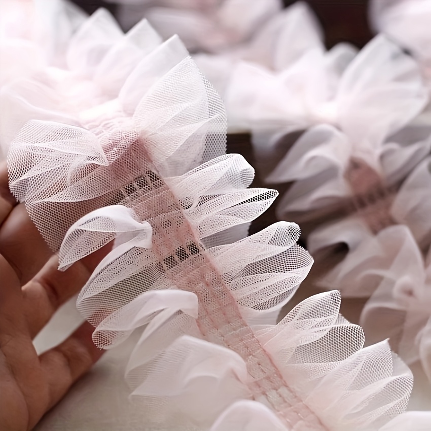 TEMU 8 Cm Wide, 4-layer Sheer Lace Trim, Suitable For Diy Sewing Materials For Girls' Dresses, Hats, Curtains, And Sofa Covers - 1 Yard, Available In