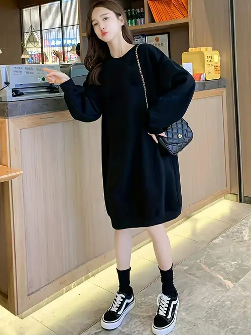 oversized hoodie dress outfit Long Hoodie Dress for Women | Warm Sweatshirt With Long Sleeves and Pockets | Handmade