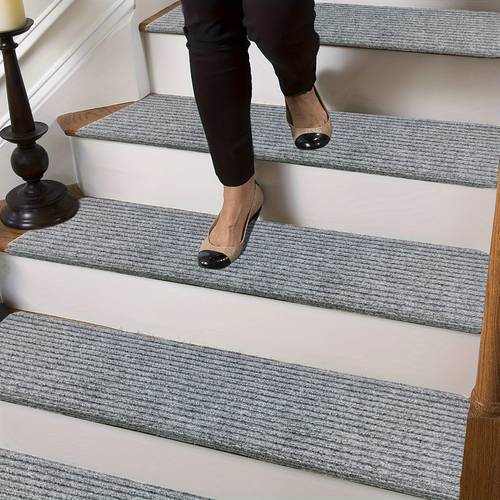 indoor wooden step stair pedals 5pcs 10pcs of non slip self stair carpet set 30x8x1 8inch 76x20x4 5 to disassemble non slip and soft with reusable suitable for the elderly and dogs edge stair carpet