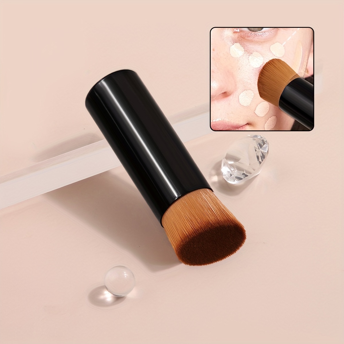 

1pc Angled - Bristles, Metal , Odorless For Foundation & Concealer Application,