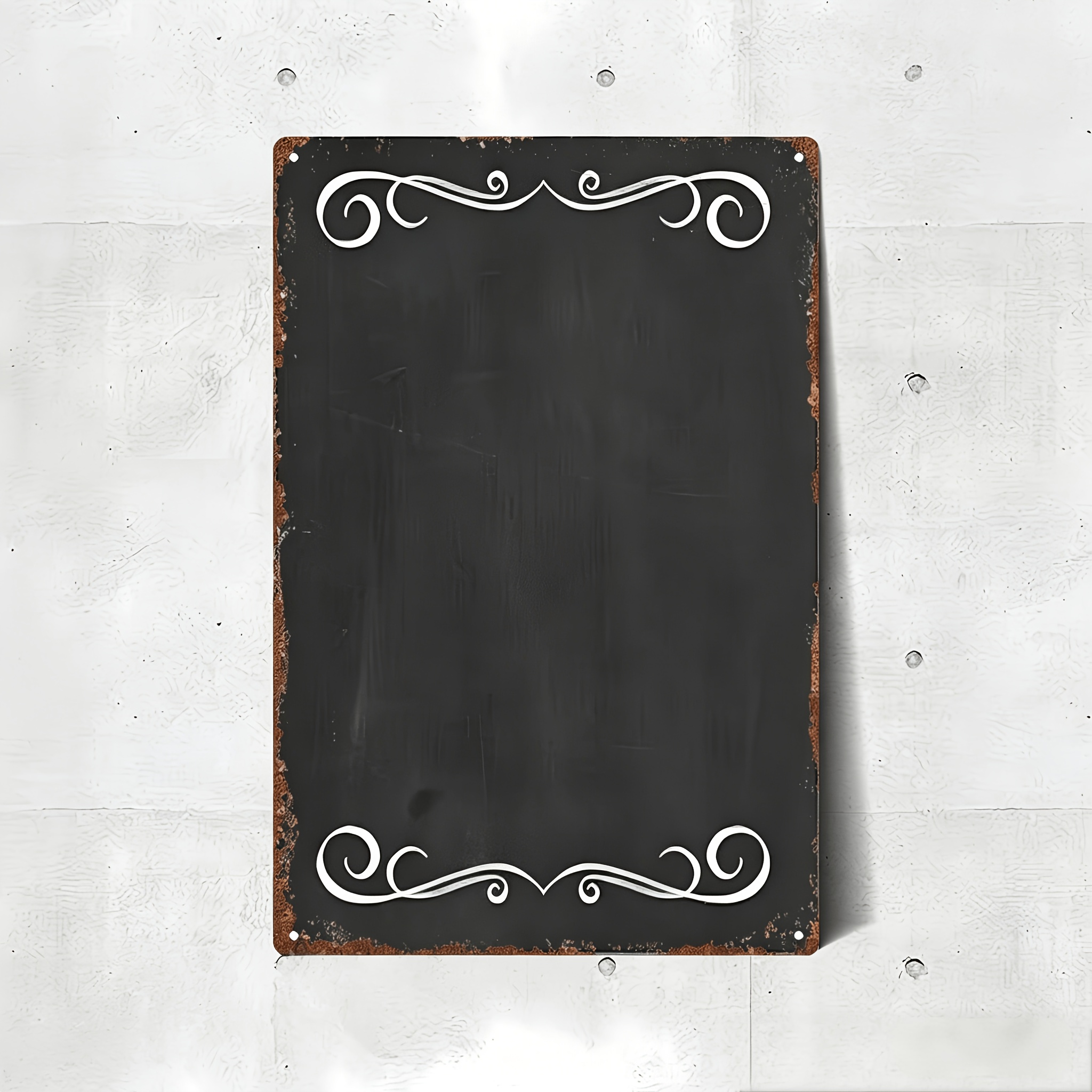 TEMU 2d Flat - 2d Plane, A Vintage Metal Blackboard - Featuring A Retro Chalkboard Appearance With Decorative Patterns, Rust-resistant And Suitable