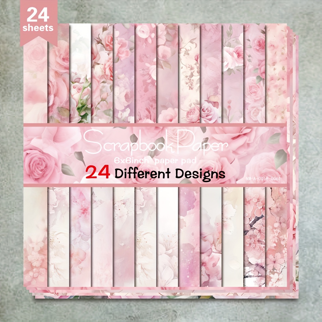 

24 Sheets Pink Floral Paper 6x6, Assorted Valentine's Day Designs For Scrapbooking, Gift Wrapping, Album Crafting & Planner Decoration