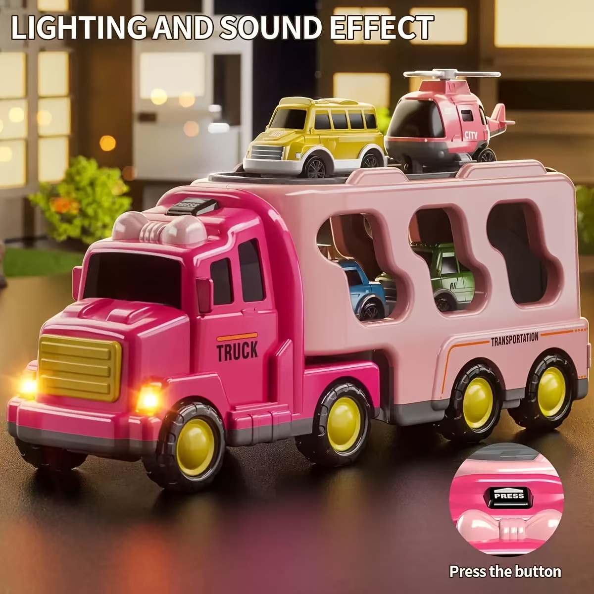 girls boys construction truck with   movement emergency vehicle toy car truck cab realistic transportation truck   3 birthday christmas gift battery powered batteries not included imaginative play   cabover design sturdy plastic build