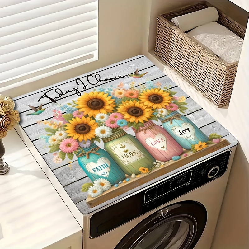 

High-quality Glass Jar Print Washing Machine Mat - Non-slip, Durable Polyester, Quick-dry & Absorbent, Multi-use Cover For Laundry Room Appliances, 20"x24