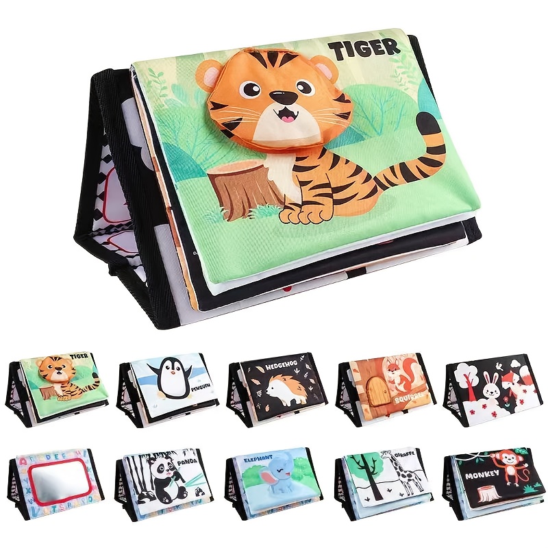 Funhouse Mirror Car Hanging Baby Cloth Book Foldable Early Education Visual Training With Mirror Mobile Toy For Crib