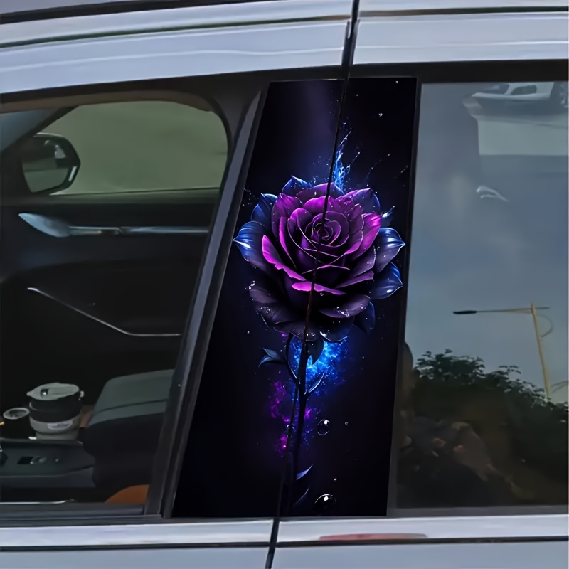 

2pcs & Purple Rose Vinyl Car Stickers - Creative B-pillar Decals, Easy To Apply On Glass & Metal, Vinyl Material With , Car Decal Stickers