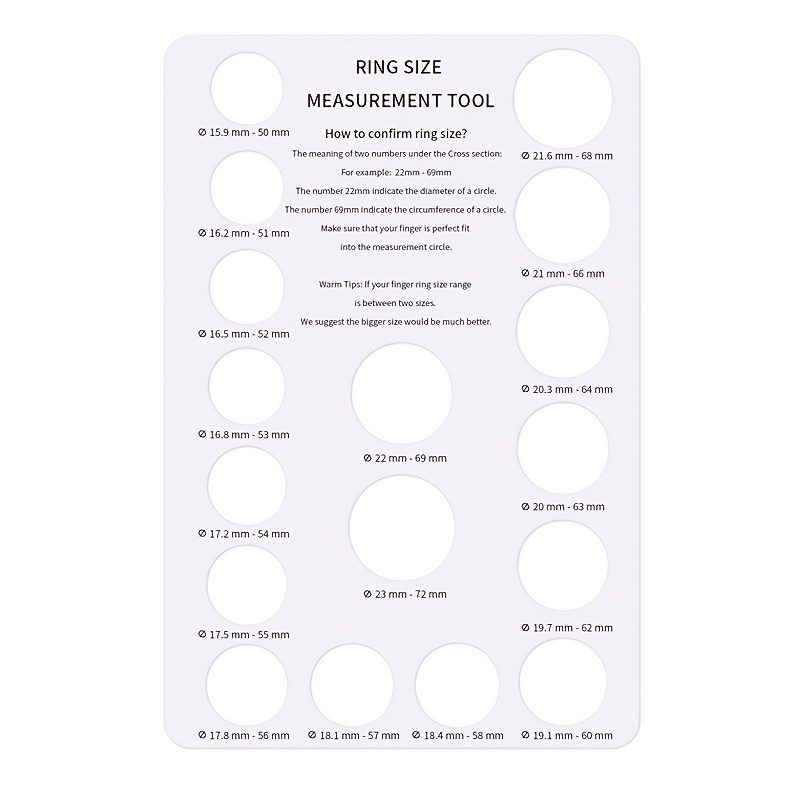 Image of Reusable Ring Size Measuring Card, Finger Sizing Tool For European And Us Ring Sizes