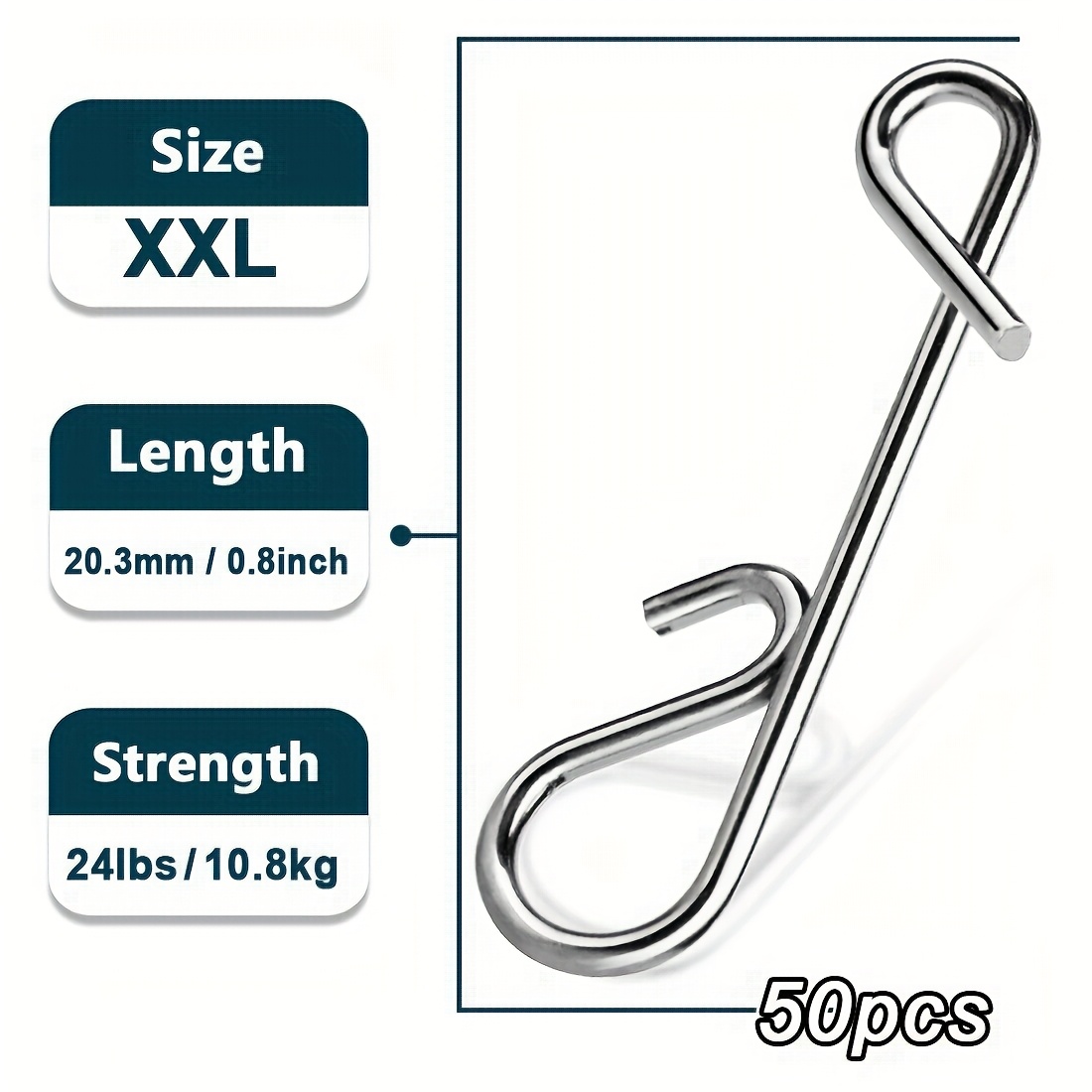 Image of 9km 50pcs Fishing Snap Fishing Connector Knotless Snaps Connectors Saltwater Fishing Lure Clips Stainless