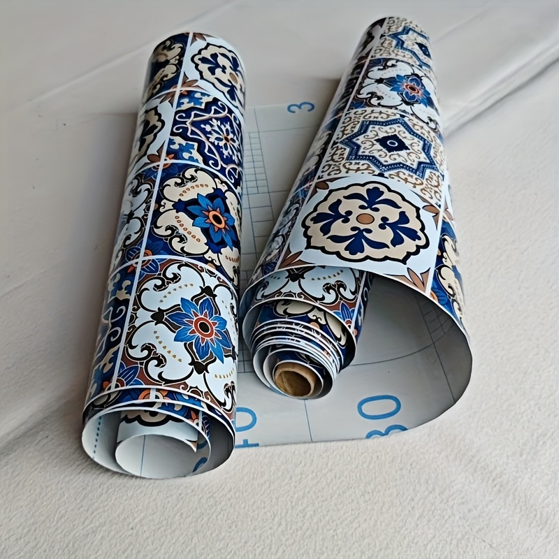 Image of Waterproof Bohemian Blue Checkered Contact Paper Suitable For Walls, Countertops, Tables - Detachable And Covering, Easy Clean, Renovation Roll Sheet