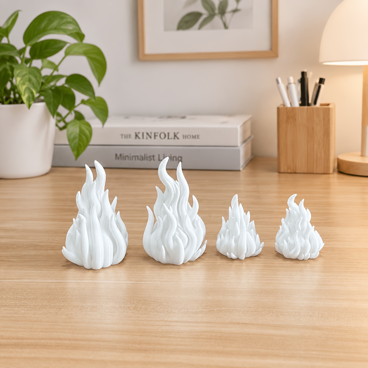 TEMU 4pcs Set (excluding Candles) 2 Large And 2 Small, Candle Holder With Flame Shaped Desktop Plastic Decoration Ornament, Suitable For Decorating
