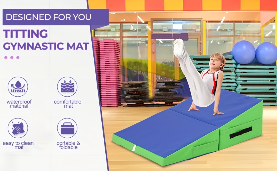 Folding Exercise Mat - Incline Tumbling Mats for Home Gym