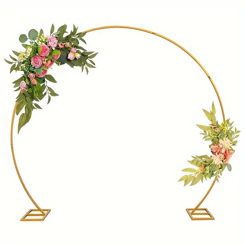 

8ft Golden Round Backrest Bracket Metal Round Balloon Arch Frame Large Wedding Arch Bracket Birthday Party Anniversary Valentine's Day Wedding Decoration