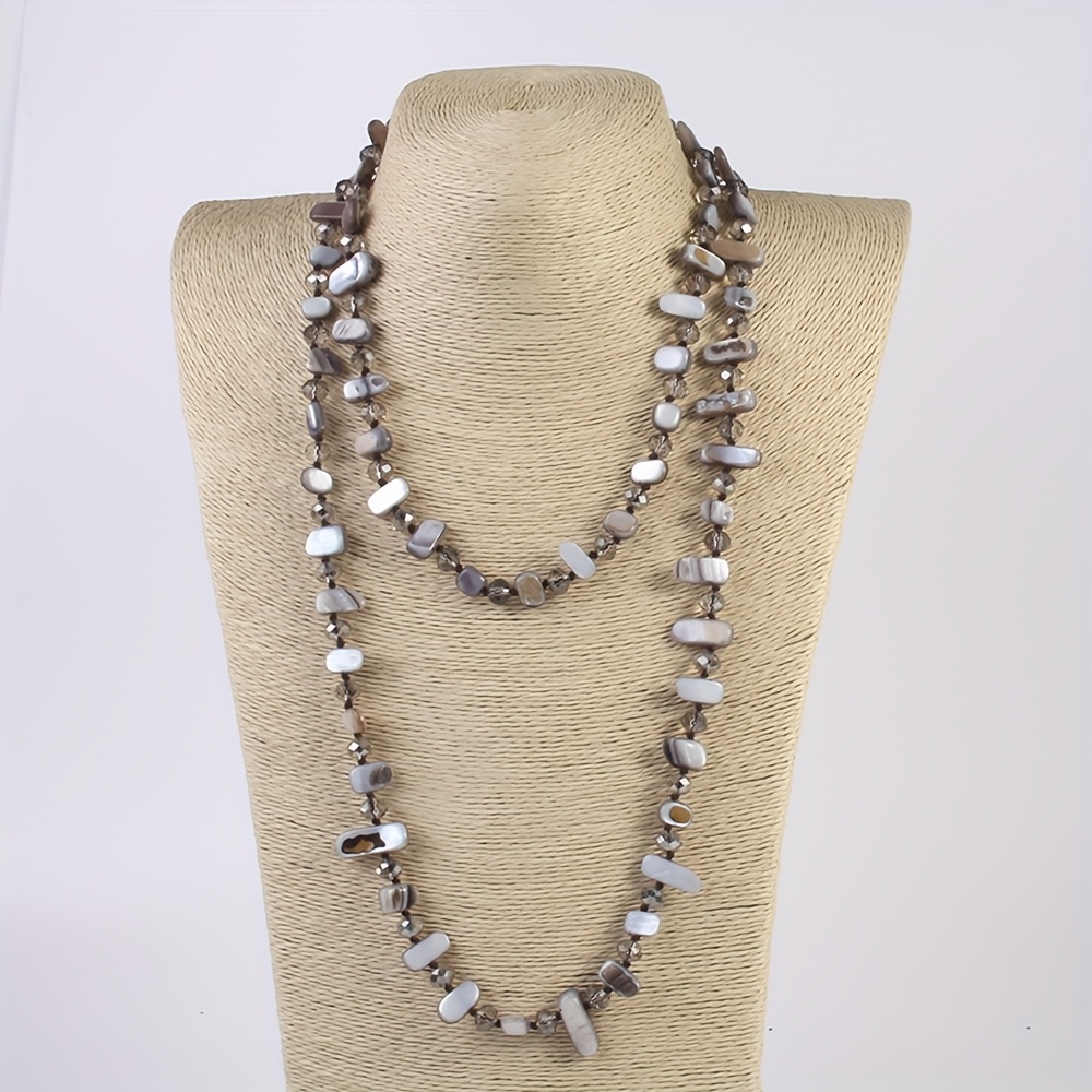 Bohemian Colorful Shell Glass Layer Long Necklace for Women