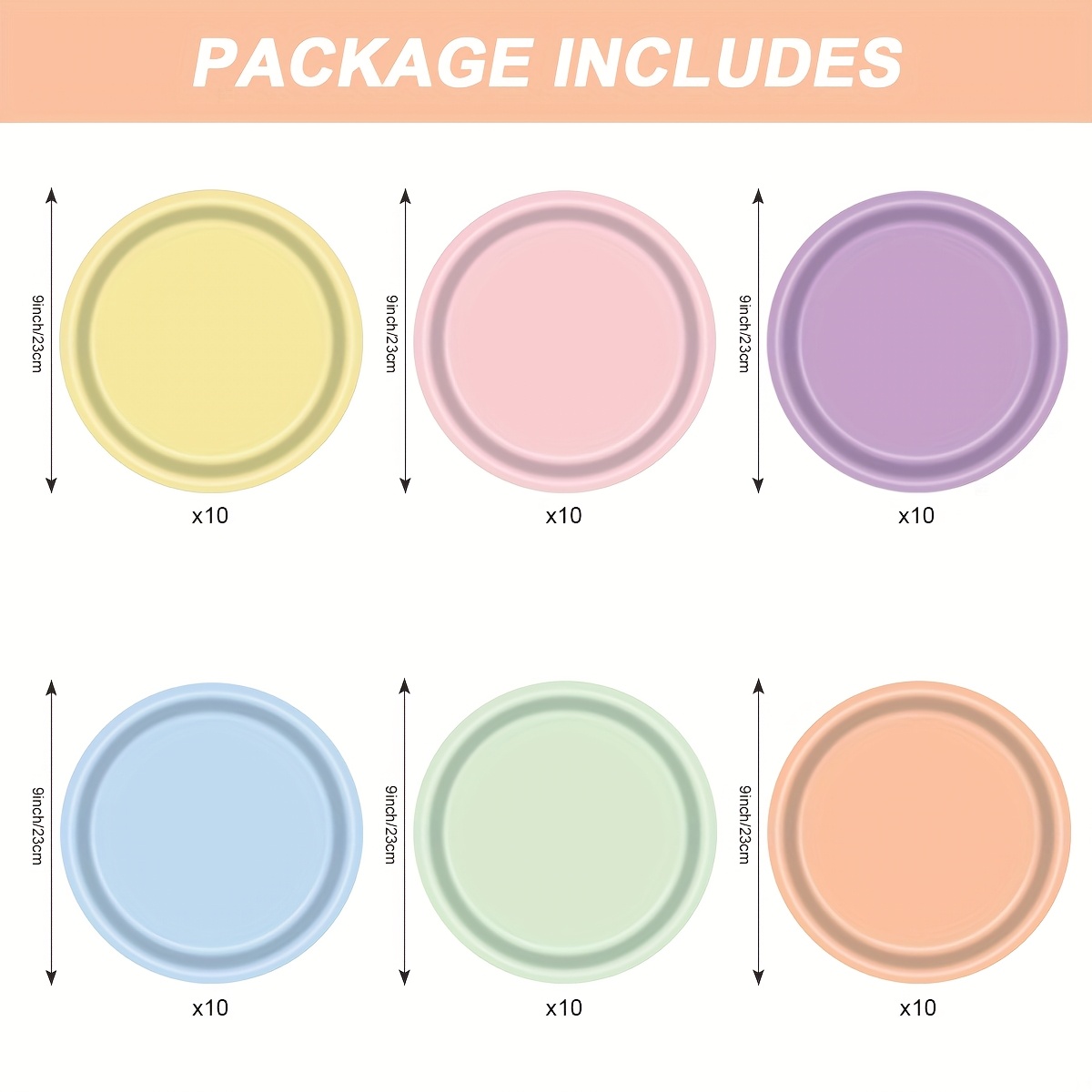 Image of A Set Of 60pcs, Soft Rainbow Solid And Match Theme Disposable Tableware Party Gathering Paper Plate Set, Including Of Nine-inch Paper Plates For School Halloween Halloween Christmas Thanksgiving