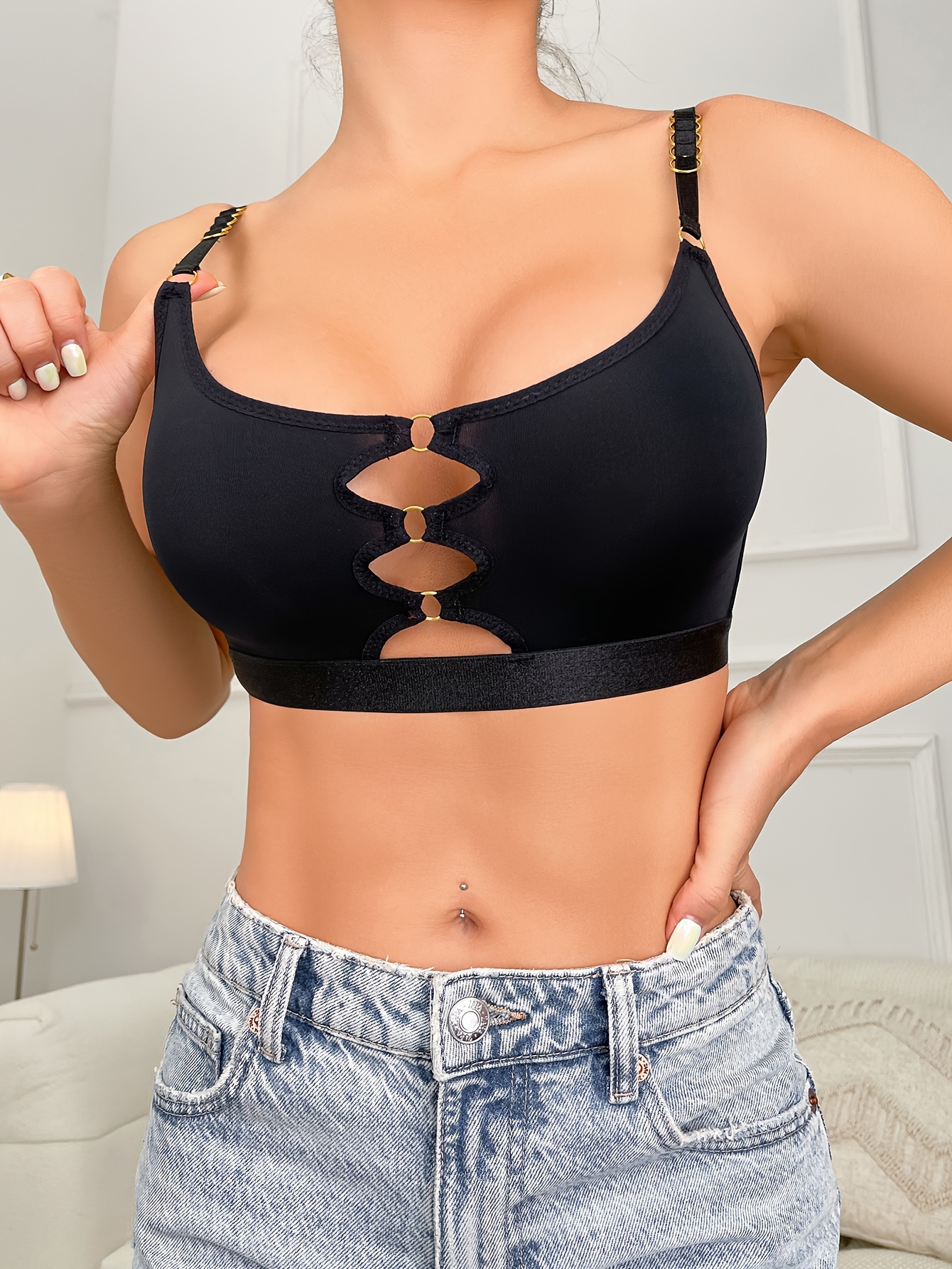 Sports Bra Hollow Out Thin Intimacy Comfortable Breathable Solid