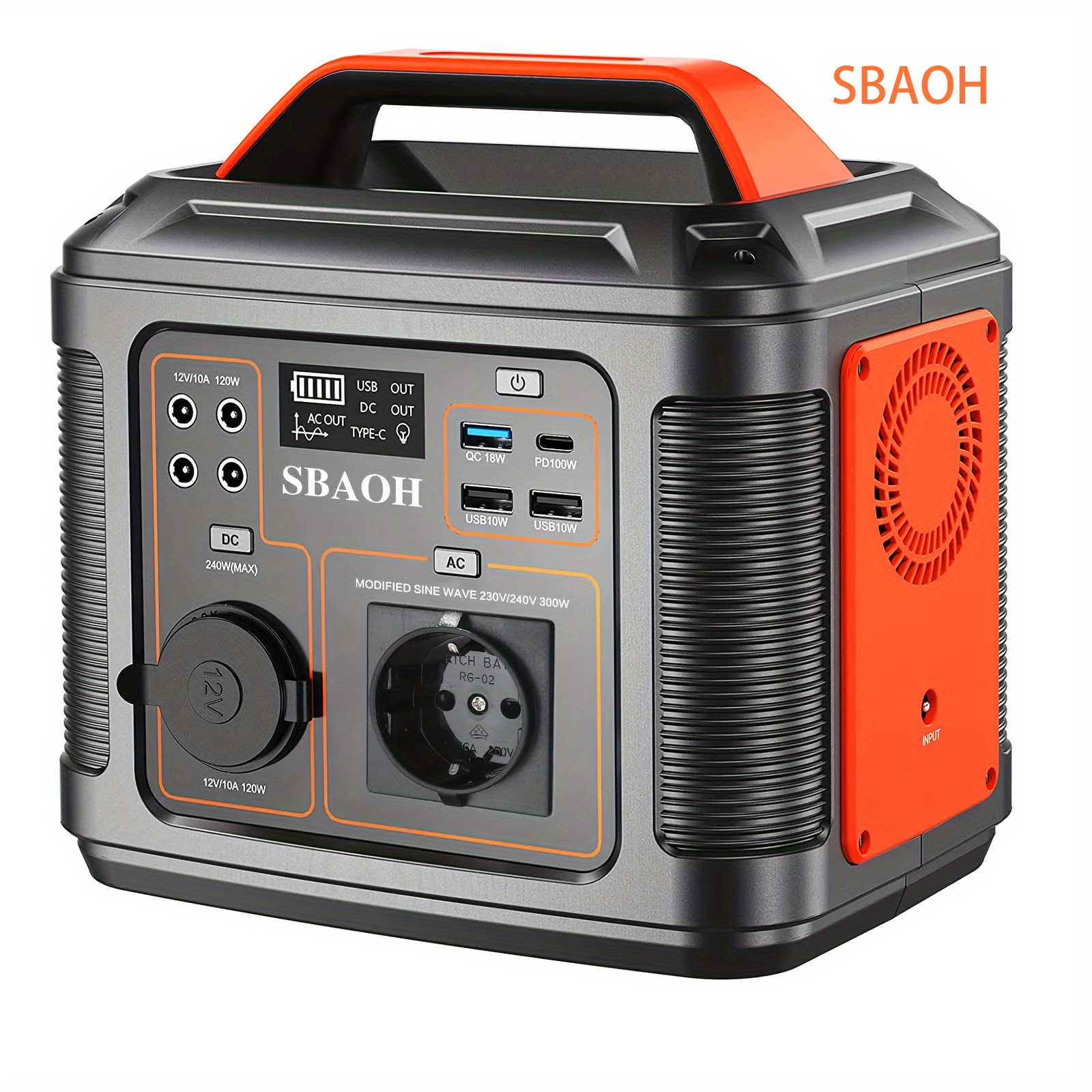 

électrique portable SBAOH 300W, générateur 296Wh Charge rapide Prises 230V AC/ et lampe de poche LED, générateur d' mobile pour voyage/camping/extérieur, Noël, festival, cadeau du an