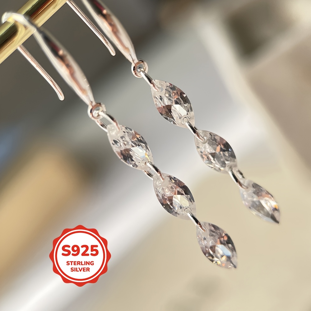 925 Silver Ear Hooks with Zirconia Tassels