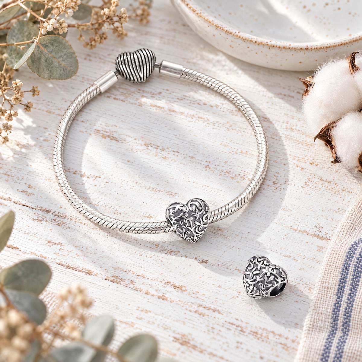 Silver Plated Retro Forest Series Love Vine Beads Charms
